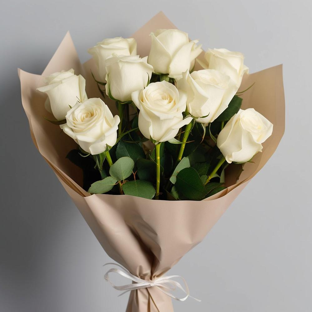 Букет 9 Белых роз Эдлесс Лав в Шумерле