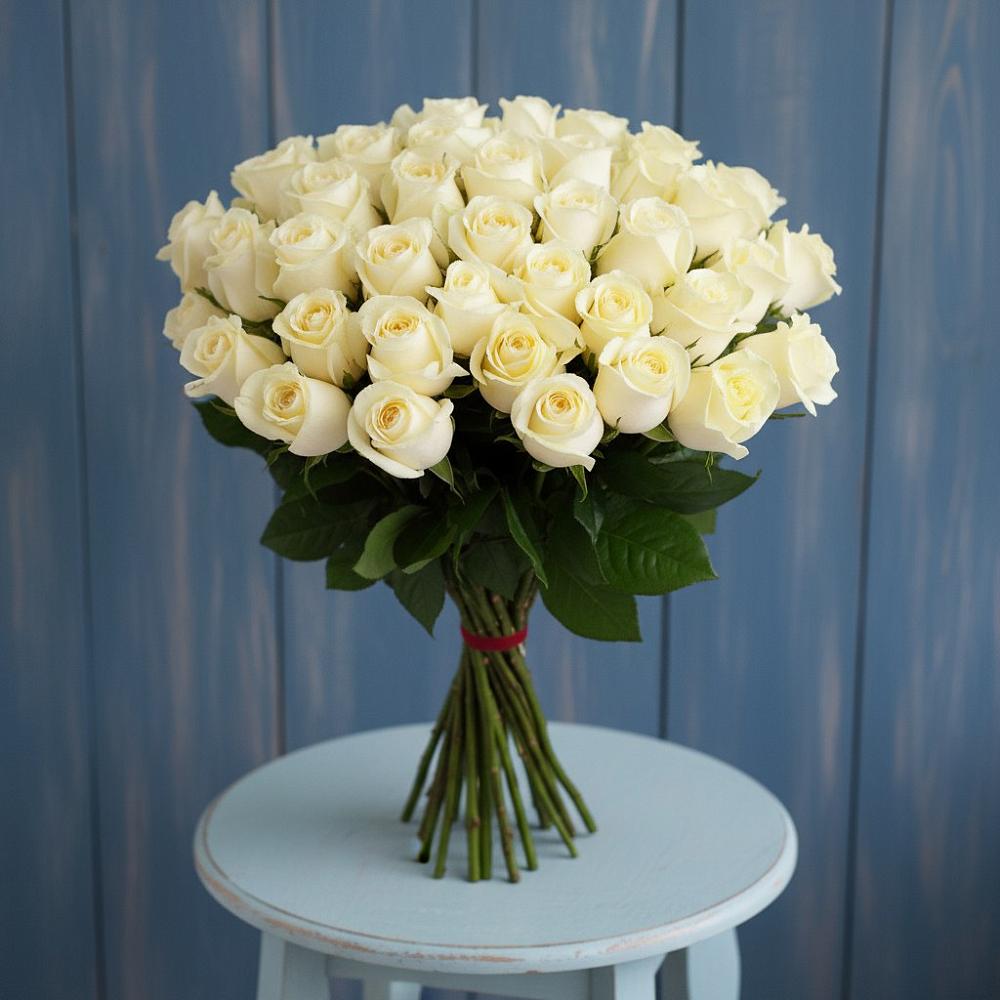 Букет 51 Белая роза Эдлесс Лав в Шумерле