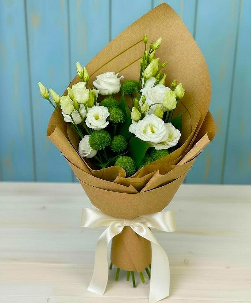 Букет цветов из: Хризантемы и Лизиантусы в Шумерле