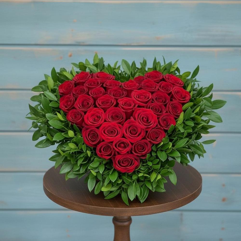 Цветочная композиция из Розы в виде сердца в Шумерле