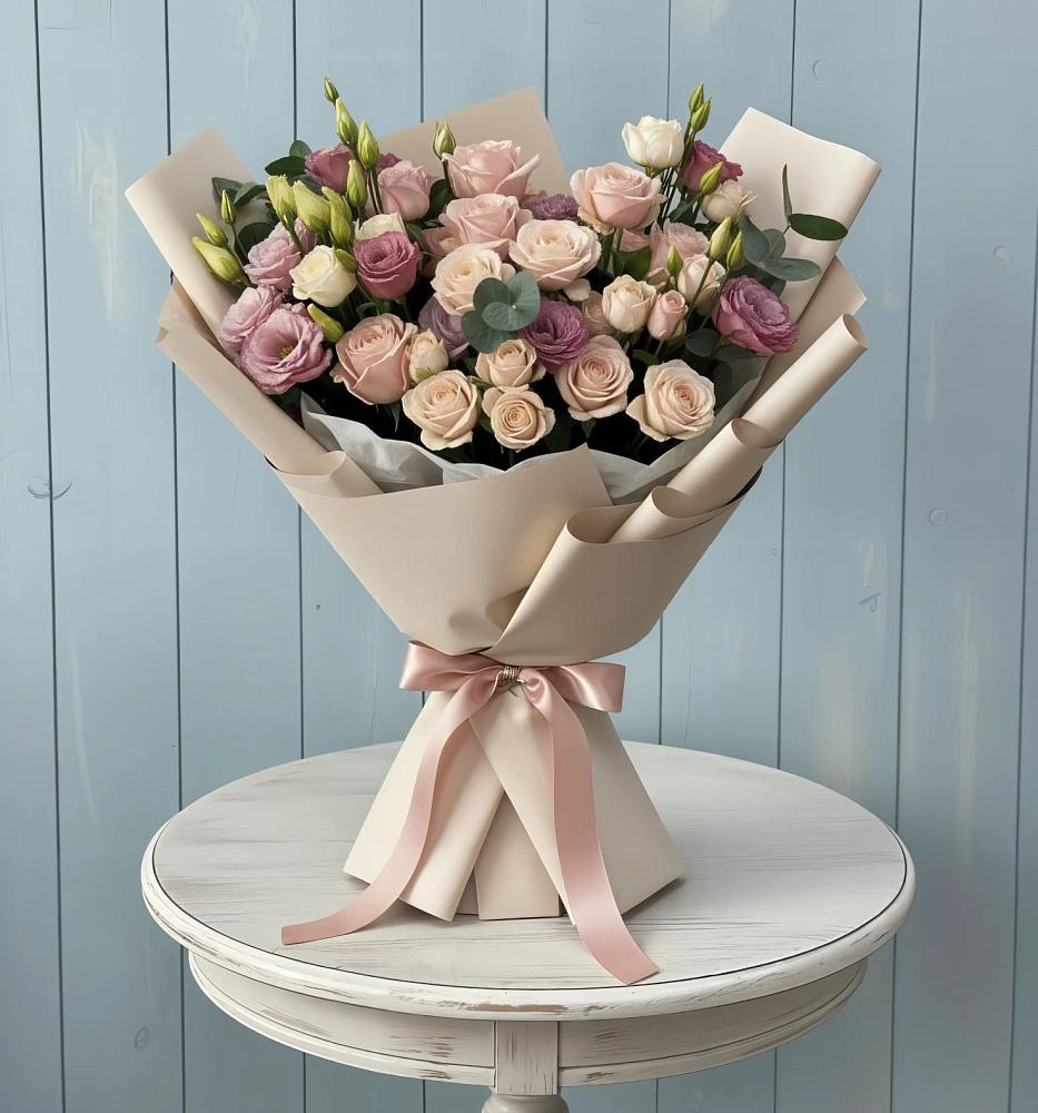 Букет цветов из: Розы и Лизиантусы в Шумерле