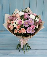 Букет цветов из:  Хризантемы, Розы и Альстромерии в Шумерле