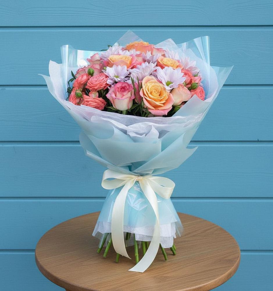 Букет цветов из: Хризантемы и Розы в Шумерле