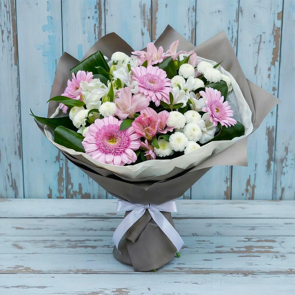 Букет цветов из: Герберы, Альстромерии и Хризантемы в Шумерле